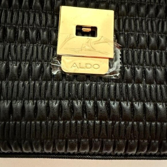 Aldo Black Kaasien Purse Quilted Crossbody Gold Chain Strap & Top Handle NWOT - Picture 5 of 8